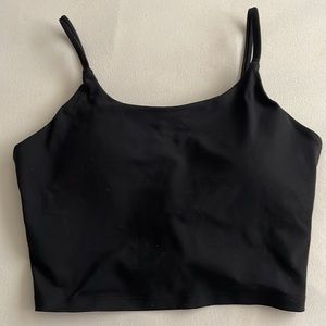 black cropped tank with built in bra